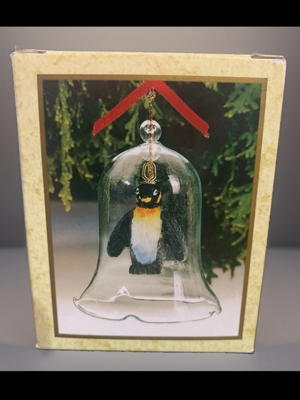 Penguin Clear Glass  Christmas Tree Ornament Approx 3” Tall